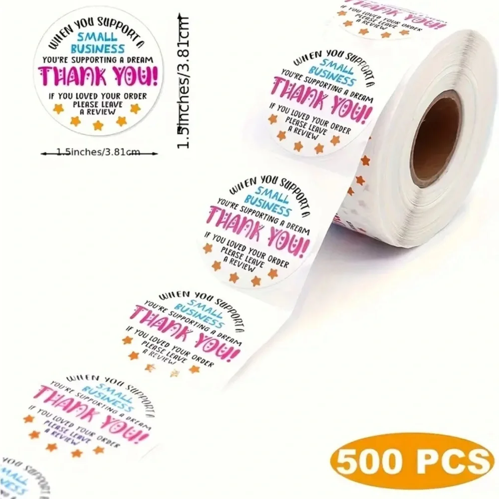 500 Thank You Business Stickers Roll Small Business Packaging Labels